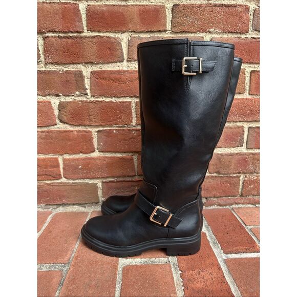 Ann Taylor Loft $200 black Tall Biker Boots womens sz 9.5 NEW - Picture 5 of 12